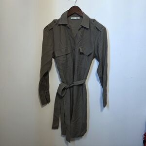 Dex Olive Green Button Up Utility Shirt Dress Size XS